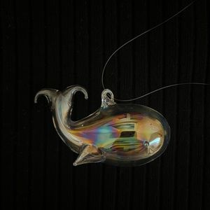 Silvestri iridescent glass whale Christmas ornament